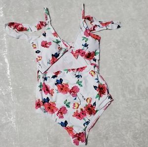 White Floral Knot One Piece Swimsuit